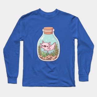 Cute Happy Axolotl In Bottle Aquarium Long Sleeve T-Shirt